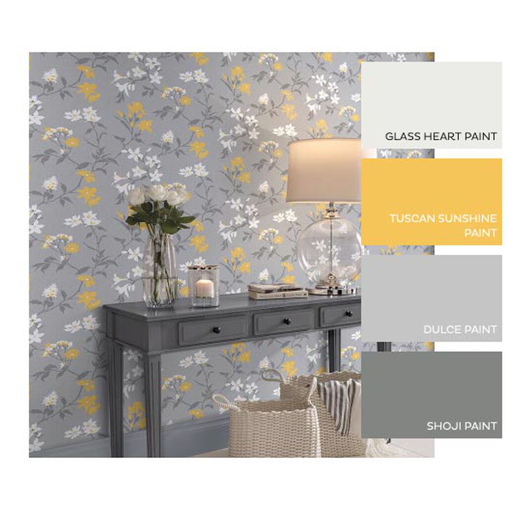 106418 - Aeris Wallpaper - Grey Yellow - Graham & Brown