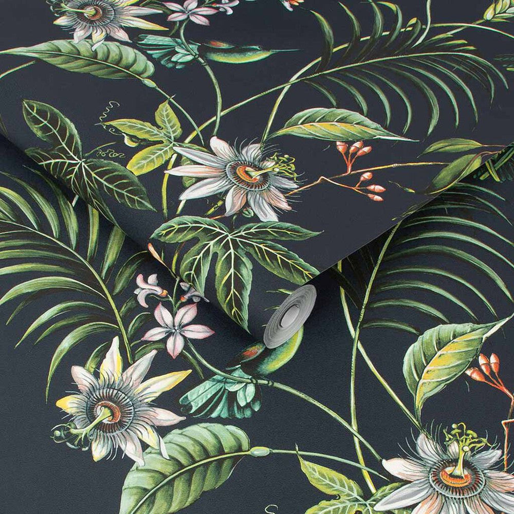 106976 - Adilah Tropical Floral Wallpaper - Dark - Superfresco Easy