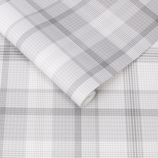 107594 - Heritage Plaid Wallpaper - Grey - Graham & Brown