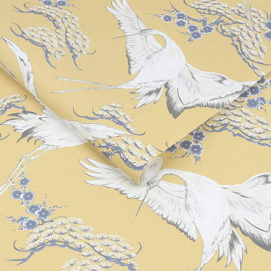 108121 - Cranes Wallpaper - Ochre - Superfresco Easy