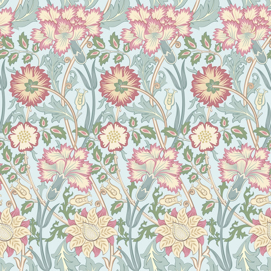 1089 - Iris & Chrysanthemum Wallpaper - Saphire Blue - Morris Collections