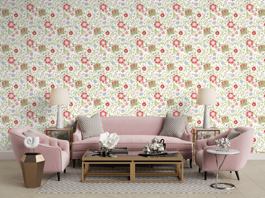 1096 - Summer Field Wallpaper - Linen Cream - Morris Collections