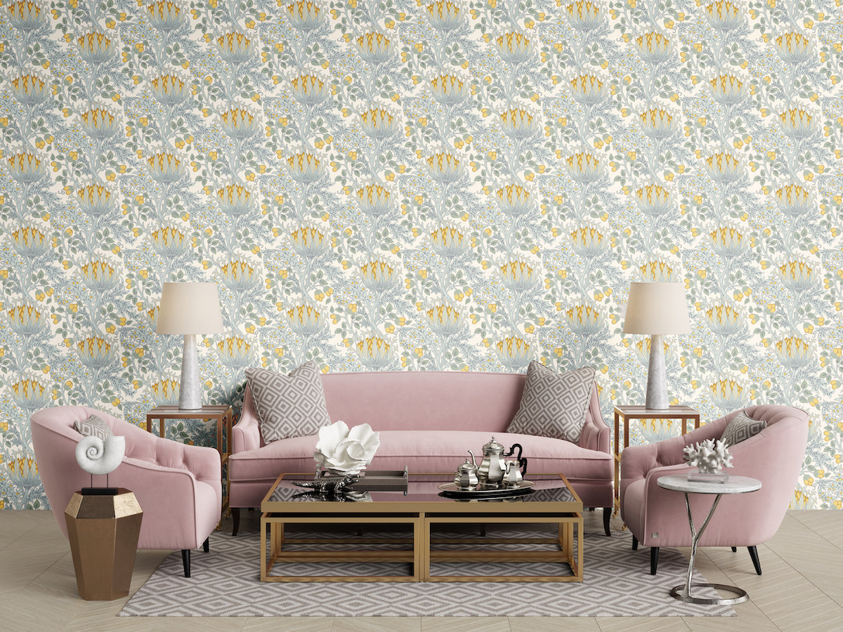 1111 - Artichoke Wallpaper - Gold Grey - Morris Collections