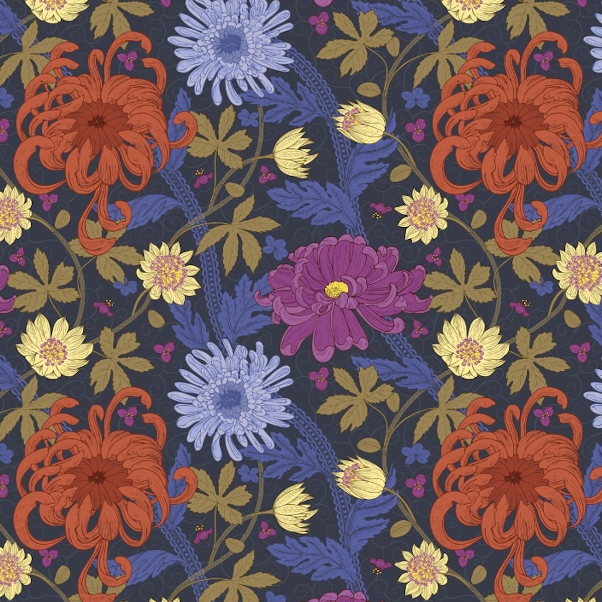 1116 - Kelmscott Wallpaper - Navy Grey Blue - Morris Collections