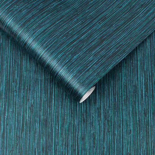 111725 - Grasscloth Texture Wallpaper - Teal - Graham & Brown