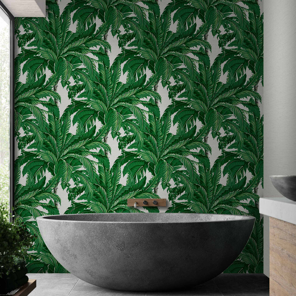 112020 - Daintree Palm Wallpaper - Pearl - Graham & Brown