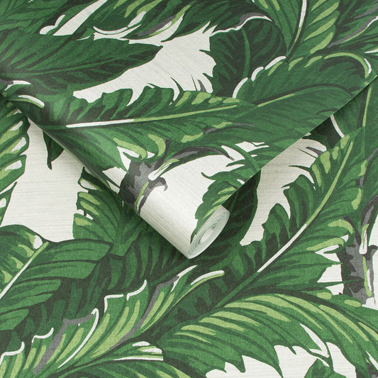 112020 - Daintree Palm Wallpaper - Pearl - Graham & Brown
