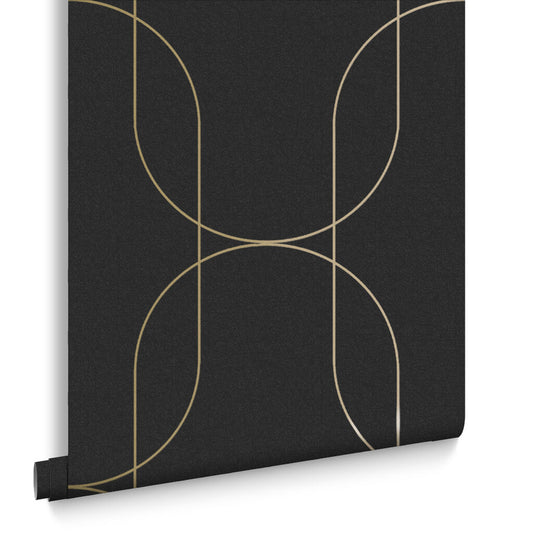 112188 - Palais Wallpaper - Black Gold - Graham & Brown