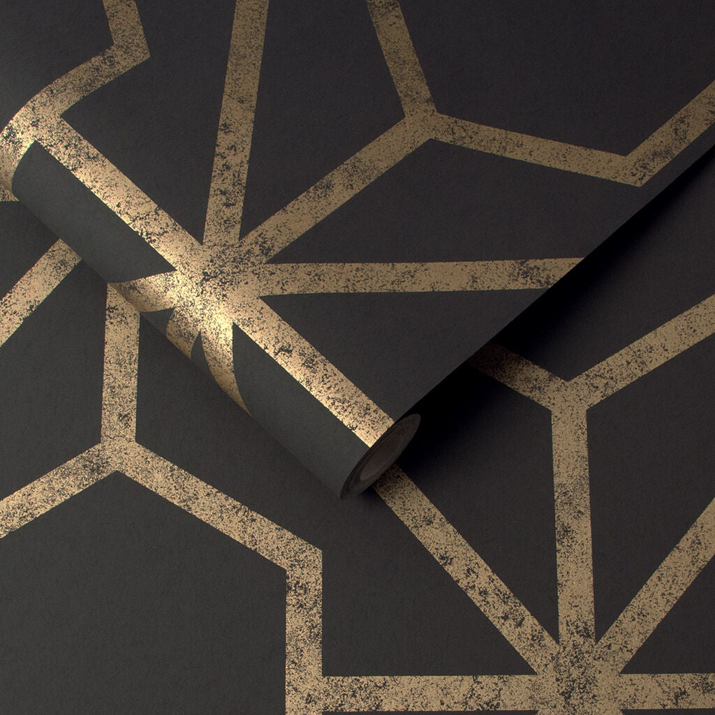 112197 - Rinku Wallpaper - Black Gold - Graham & Brown