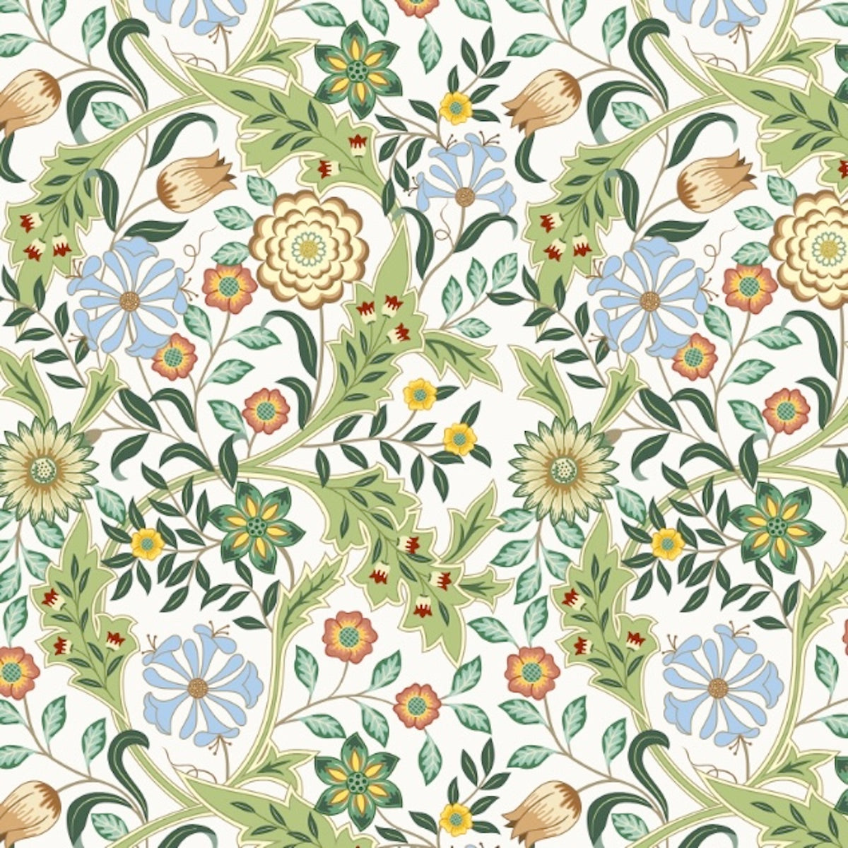 1124 - Honeysuckle & Amaris Wallpaper - Sky Blue - Morris Collections