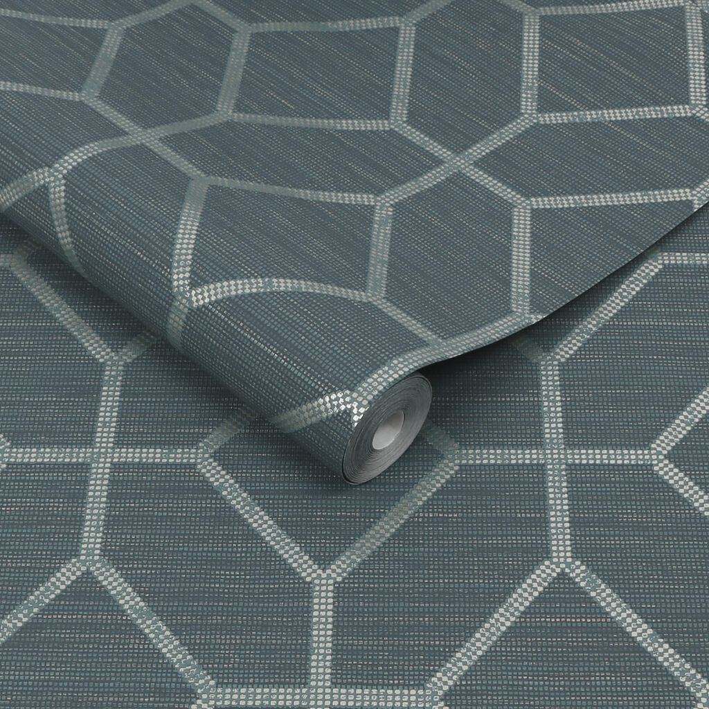 112657 - Asscher Geo Wallpaper - Teal - Boutique Luxury