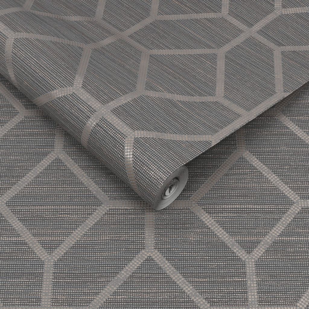 112661 - Asscher Geo Wallpaper - Gray - Boutique Luxury