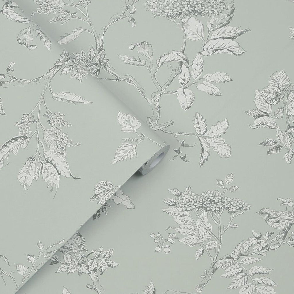 113345 - Elderwood Wallpaper - Duck Egg - Laura Ashley