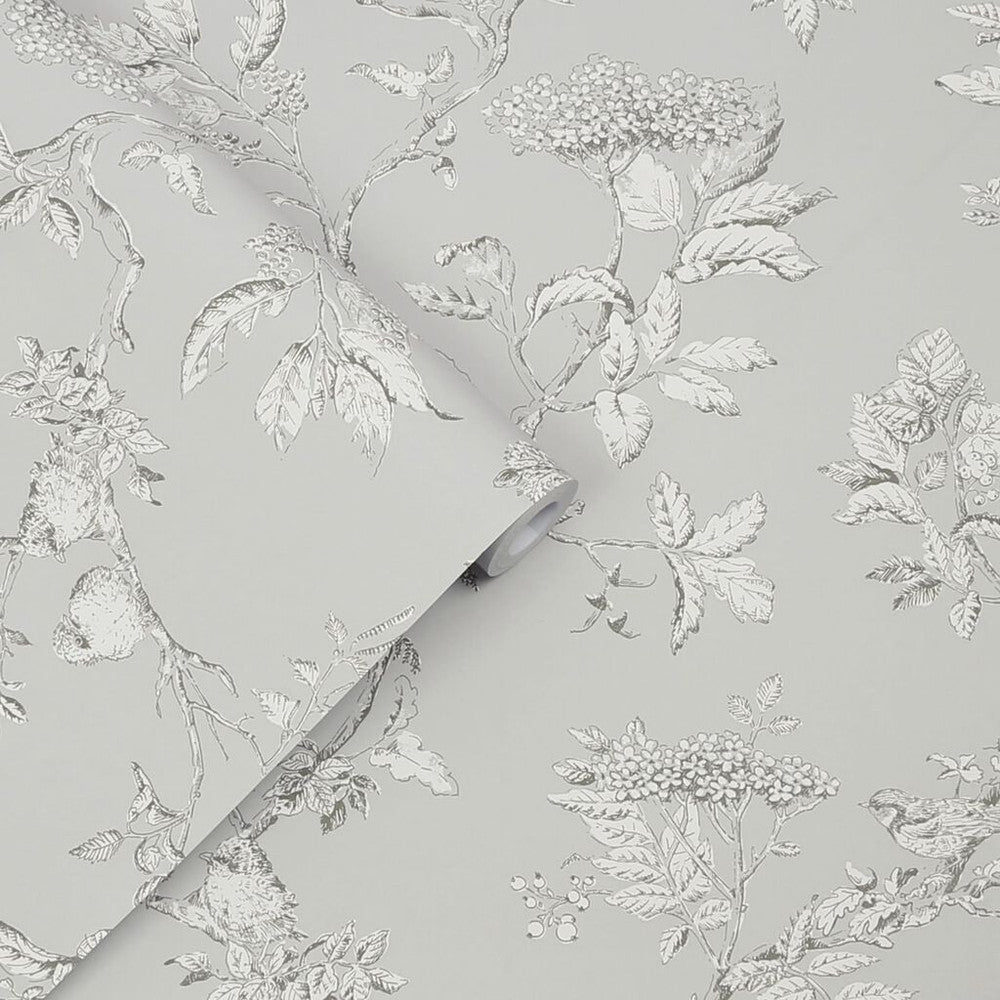 113347 - Elderwood Wallpaper - Steel - Laura Ashley