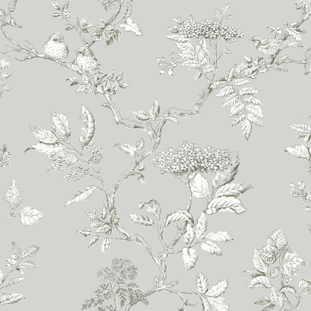 113347 - Elderwood Wallpaper - Steel - Laura Ashley