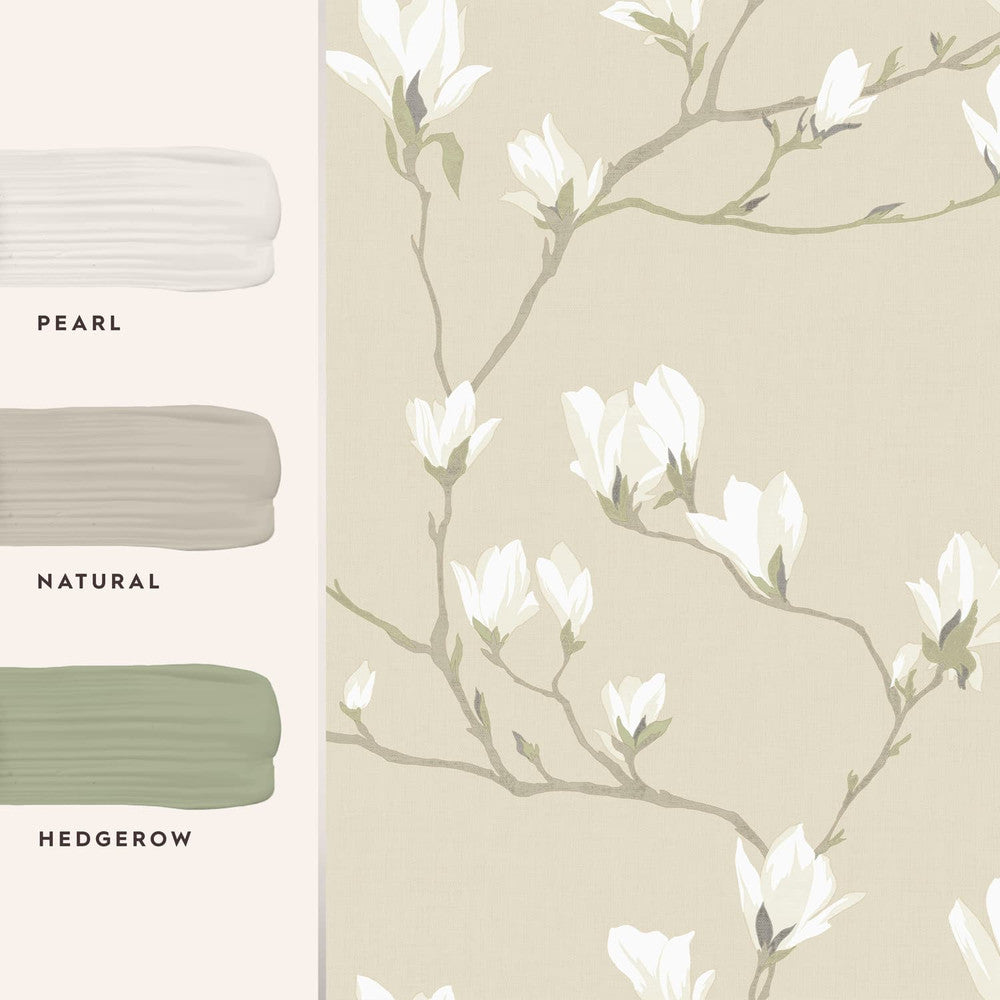 113353 - Magnolia Grove Wallpaper - Natural - Laura Ashley