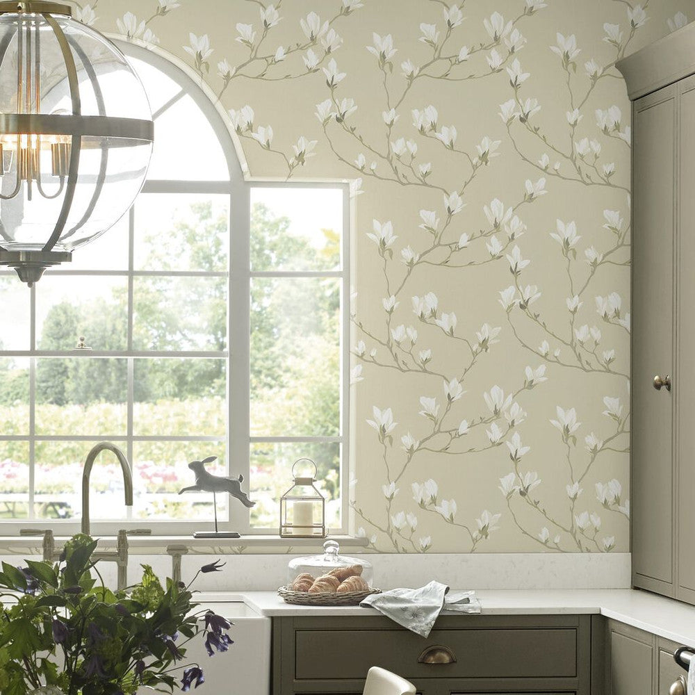 113353 - Magnolia Grove Wallpaper - Natural - Laura Ashley