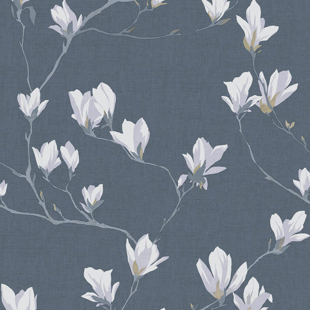 113355 - Magnolia Grove Wallpaper - Dusky Seaspray - Laura Ashley