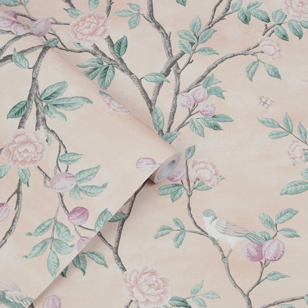 113372 - Eglantine Wallpaper - Blush - Laura Ashley