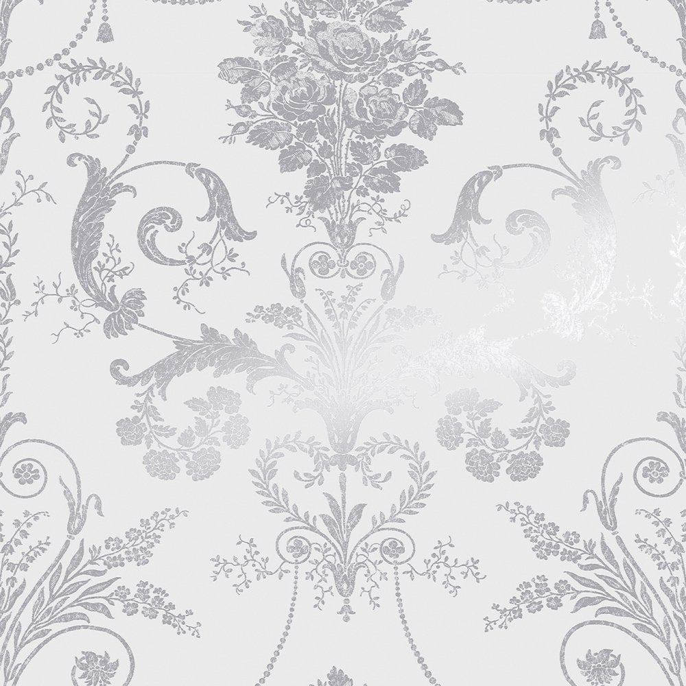 113379 - Josette Wallpaper - Metallic Silver - Laura Ashley