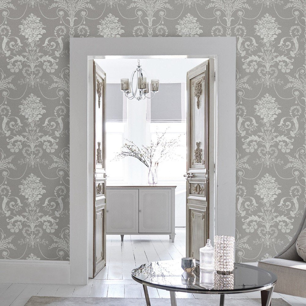 113383 - Josette Wallpaper - Steel - Laura Ashley
