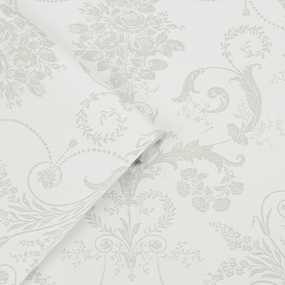 113385 - Josette Wallpaper - Dove Grey & White - Laura Ashley