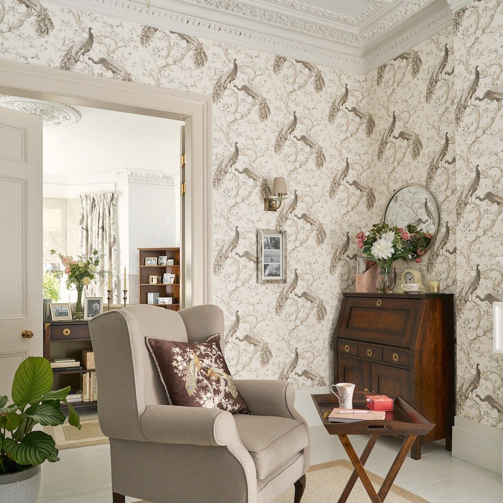 113399 - Belvedere Wallpaper - Soft Truffle - Laura Ashley