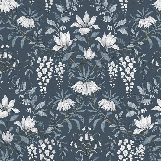 113404 - Parterre Wallpaper - Dark Seaspray - Laura Ashley