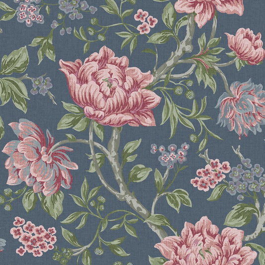 113407 - Tapestry Floral Wallpaper - Dark Seaspray - Laura Ashley