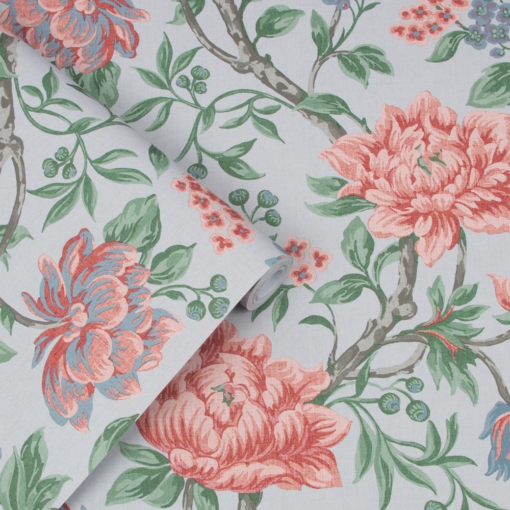 113408 - Tapestry Floral Wallpaper - Slate Grey - Laura Ashley