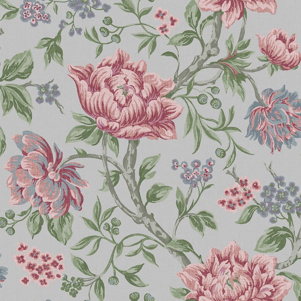 113408 - Tapestry Floral Wallpaper - Slate Grey - Laura Ashley