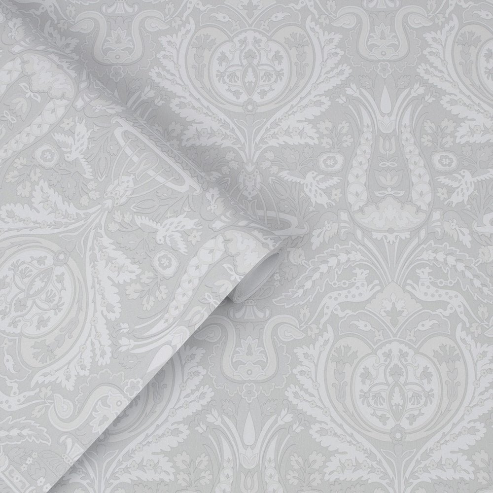 113410 - Heraldic Damask Wallpaper - Slate Grey - Laura Ashley