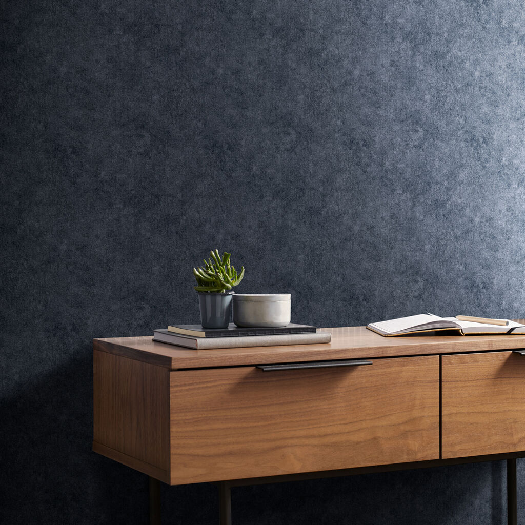 113943 - Midnight Texture Plain Wallpaper - Blue - Graham & Brown