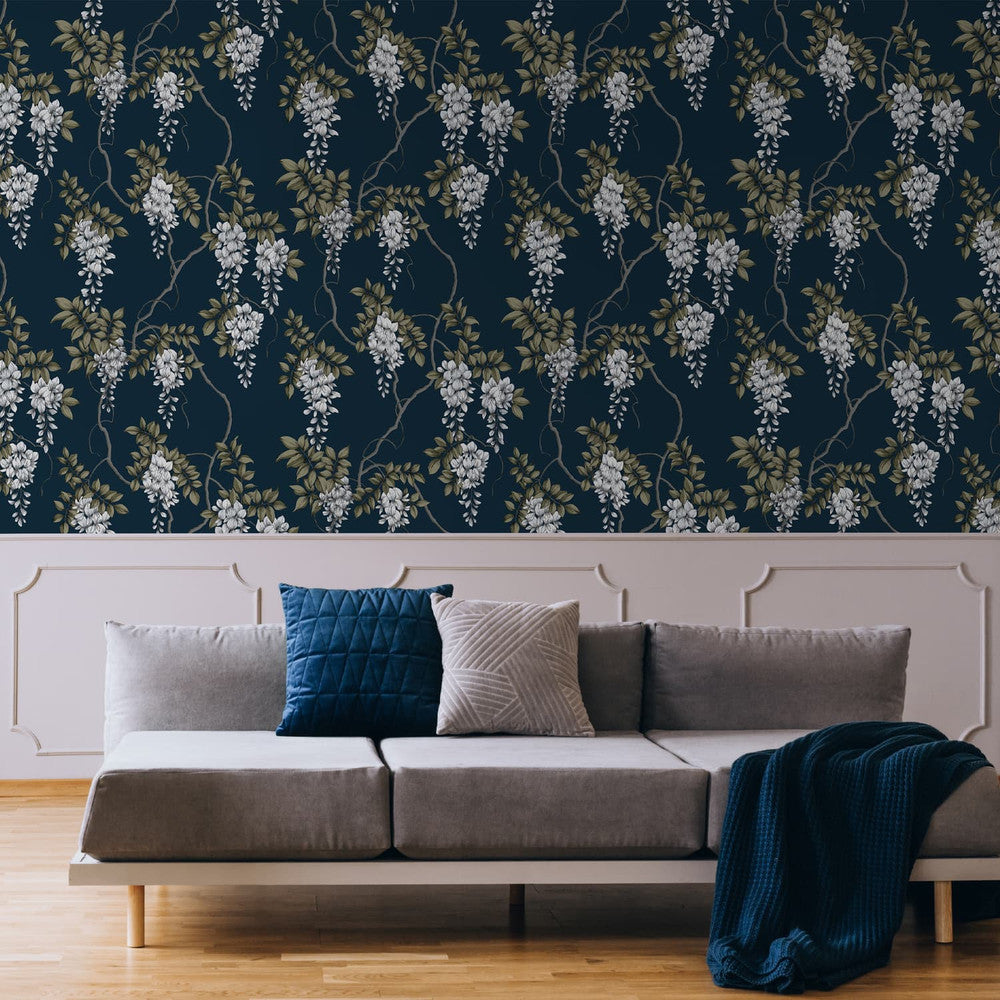 114868 - Wisteria Wallpaper - Navy - Superfresco Easy