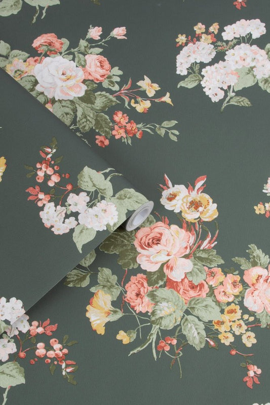 114896 - Rosemore Wallpaper - Fern - Laura Ashley