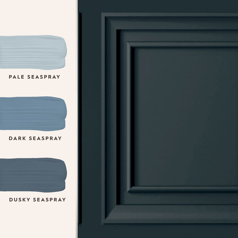 114906 - Redbrook Wood Panel Wallpaper - Dark Seaspray - Laura Ashley