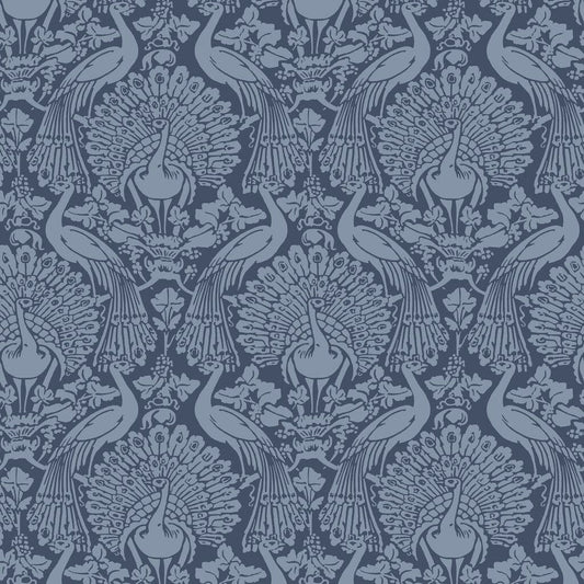 114910 - Peacock Damask Wallpaper - Dusky Seaspray - Laura Ashley