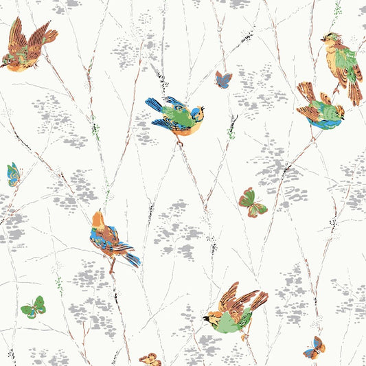 115260 - Aviary Wallpaper - Natural - Laura Ashley
