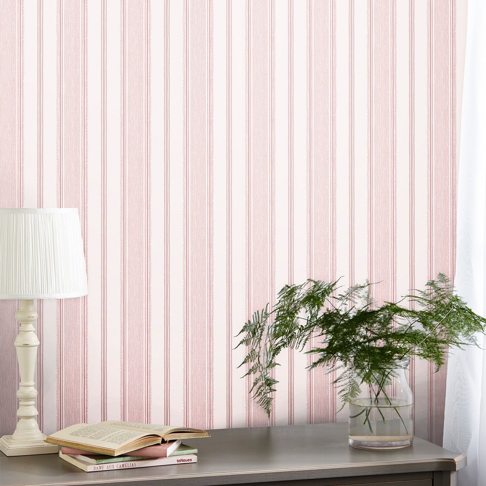115270 - Heacham Stripe Wallpaper - Blush - Laura Ashley