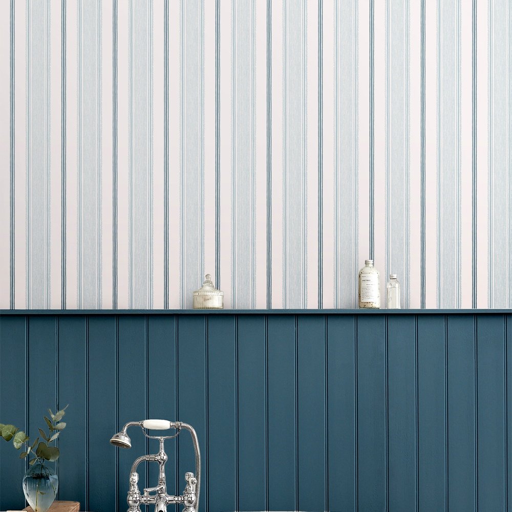 115271 - Heacham Stripe Wallpaper - Seaspray - Laura Ashley