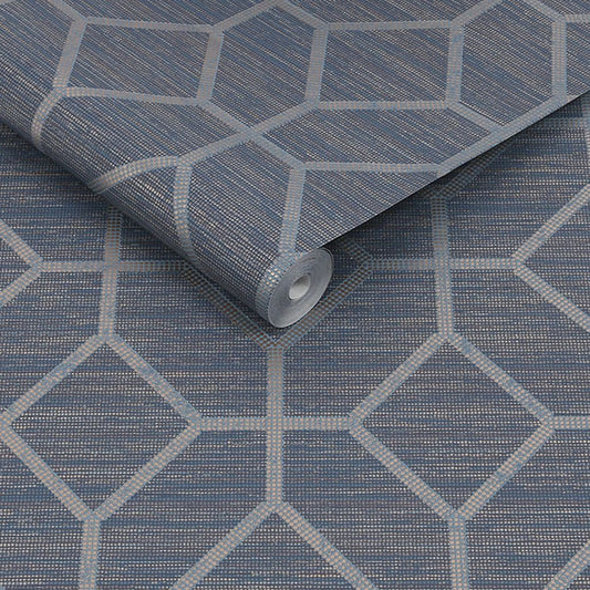115713 - Asscher Geo Wallpaper - Sapphire - Boutique Luxury