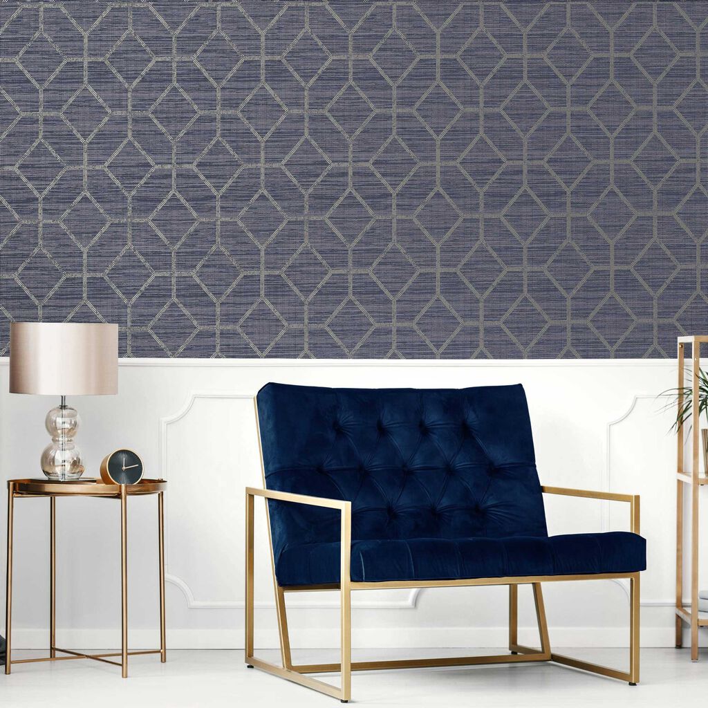 115713 - Asscher Geo Wallpaper - Sapphire - Boutique Luxury