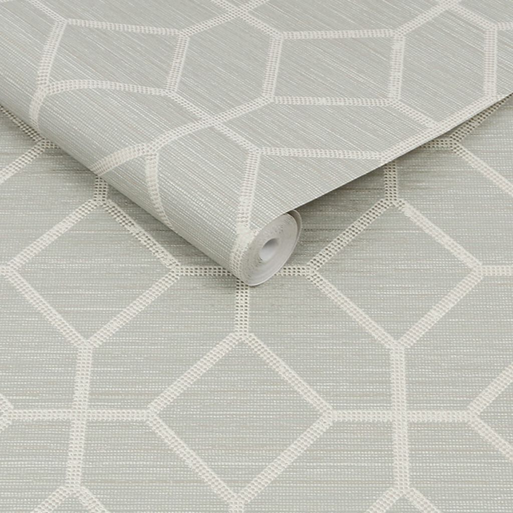 115715 - Asscher Geo Wallpaper - Pearl - Boutique Luxury