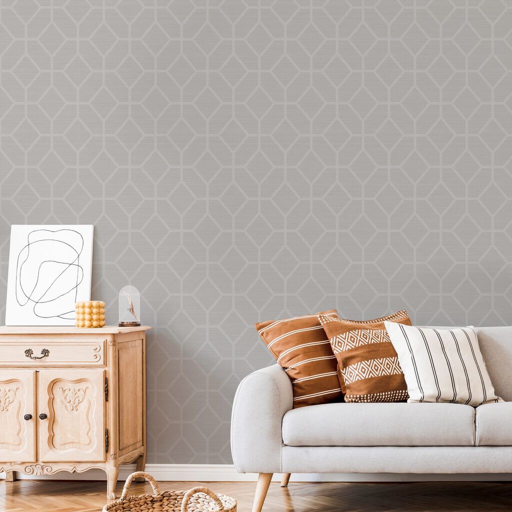 115715 - Asscher Geo Wallpaper - Pearl - Boutique Luxury