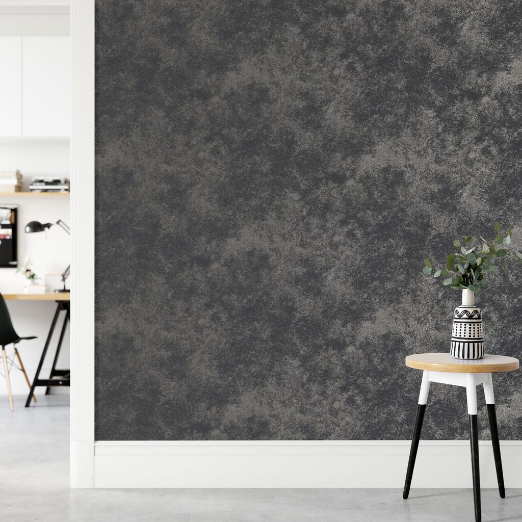 115722 - Gilded Concrete Wallpaper - Onyx - Boutique Luxury