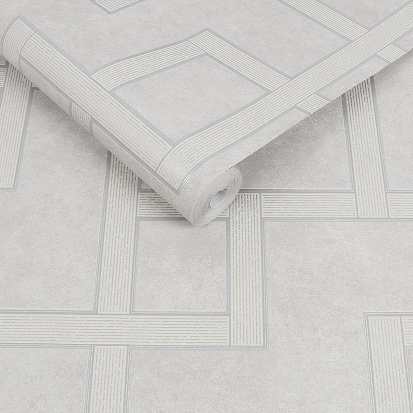 115729 - Gilded Greek Key Wallpaper - Pearl - Boutique Luxury