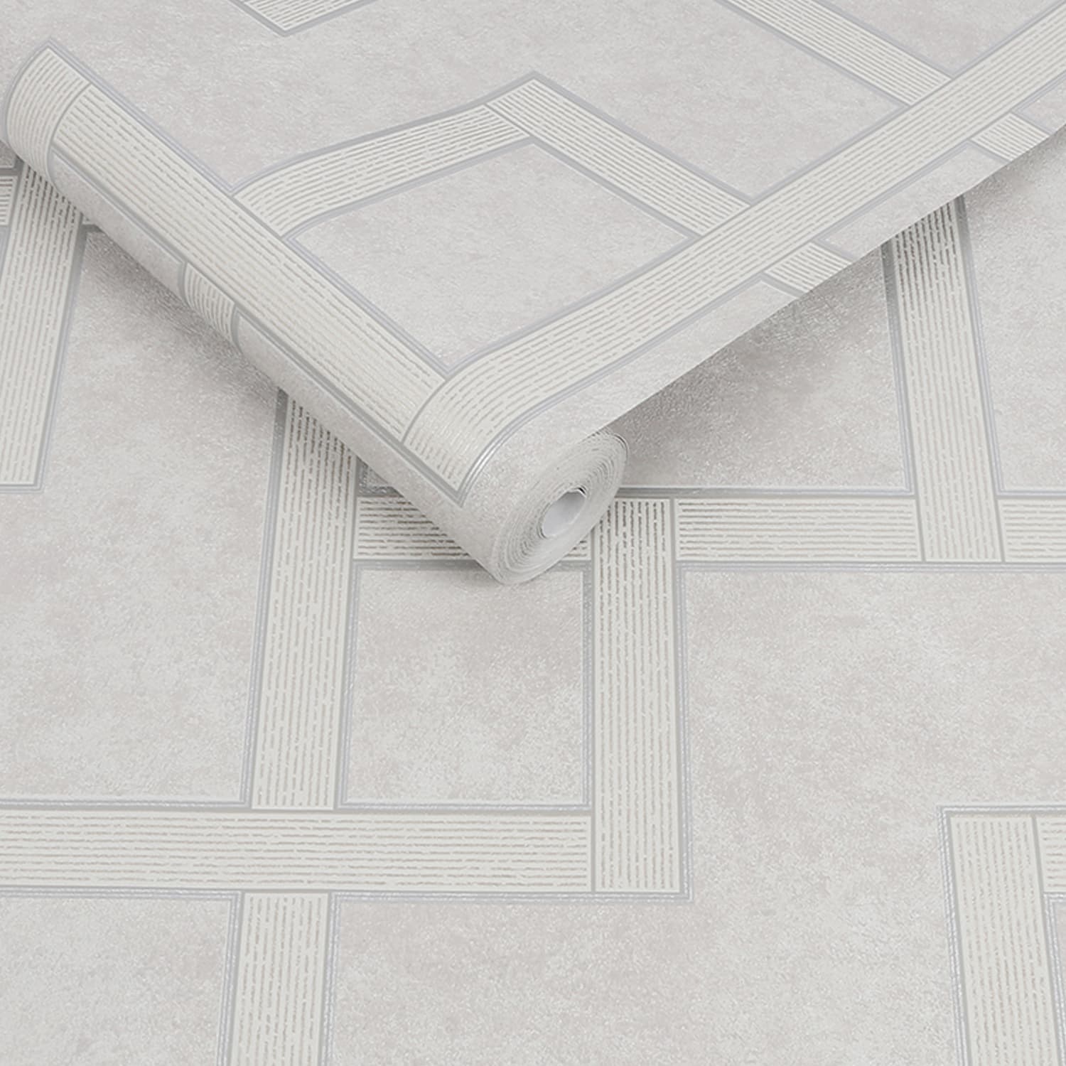 115729 - Gilded Greek Key Wallpaper - Pearl - Boutique Luxury