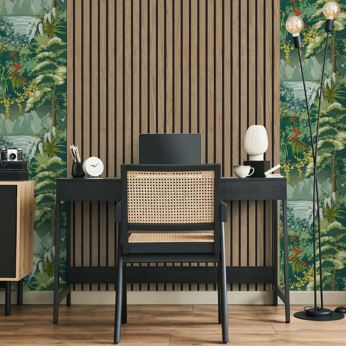 1157 - Panacea Wood Slats Wallpaper - Walnut - Belgravia