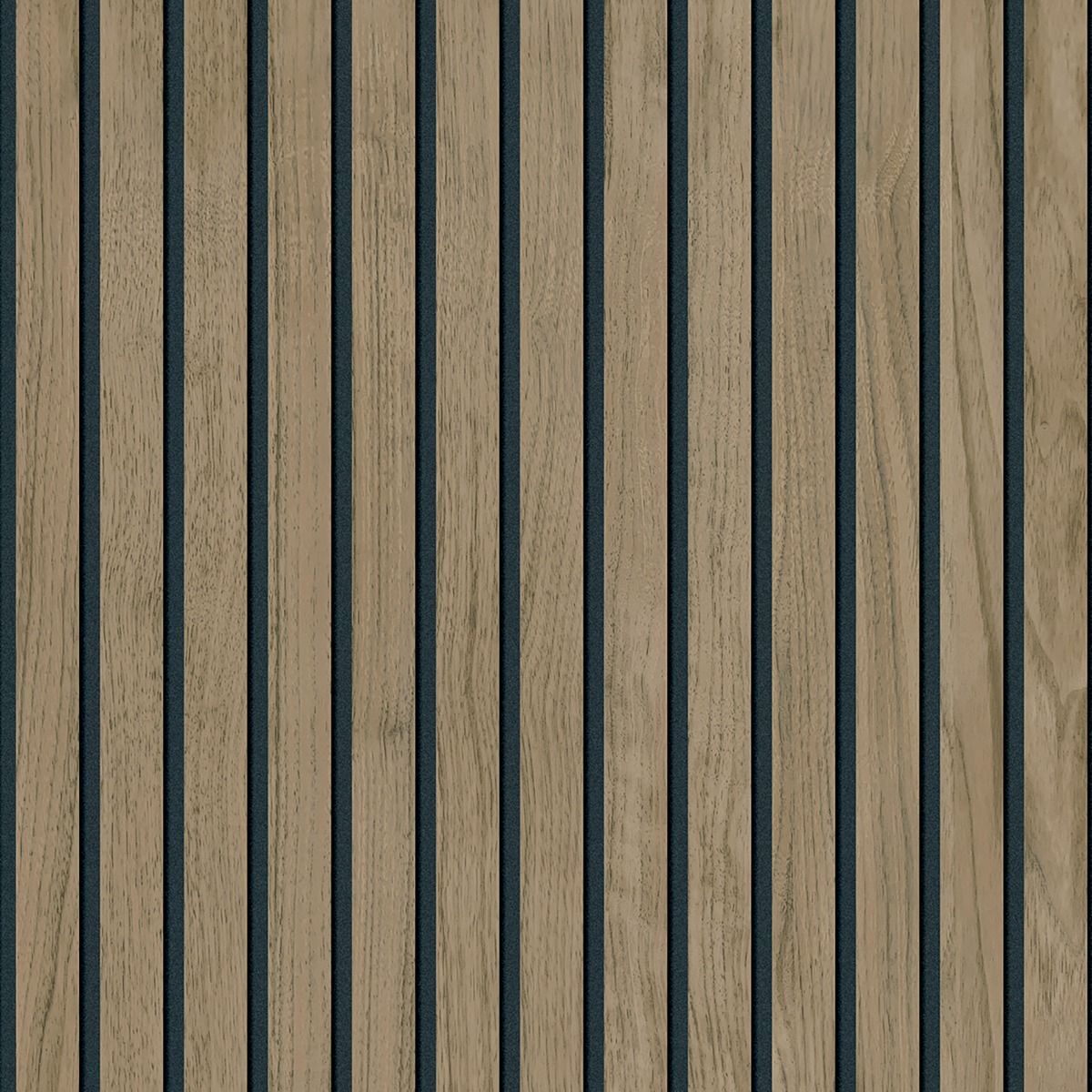 1157 - Panacea Wood Slats Wallpaper - Walnut - Belgravia