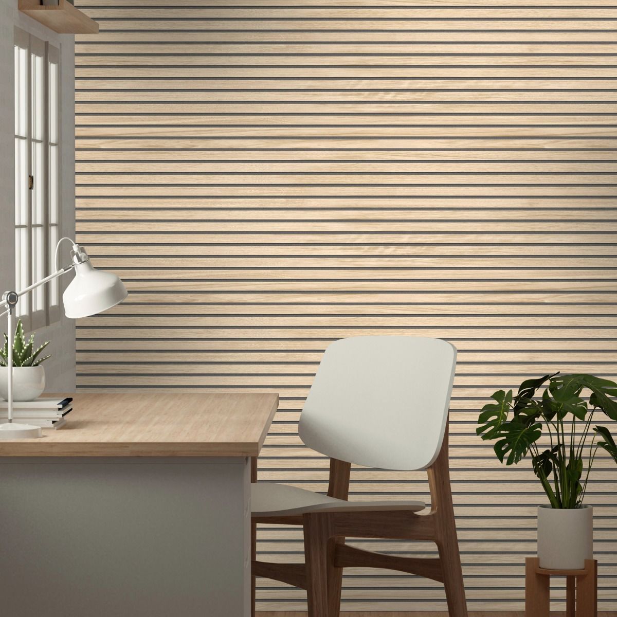 1158 - Panacea Wood Slats Wallpaper - Light Oak - Belgravia